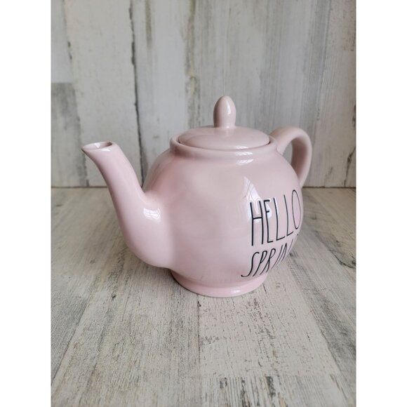 Rae dunn light pink Hello spring teapot home‎ decor - Picture 3 of 7
